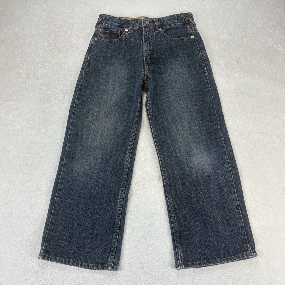 Vintage Y2K UNIONBAY Jeans Boys 7 Blue Dark Wash Wide Leg Loose Skater Grunge